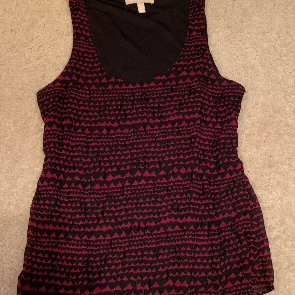 Banana Republic Blouse Tank Beaded Hearts XS